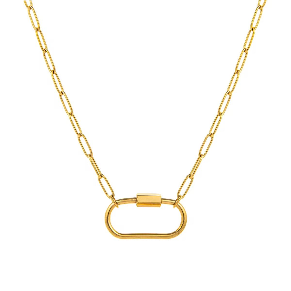 Charm Lock Chain Oval (Add Charms Below) - PINKXLUXE