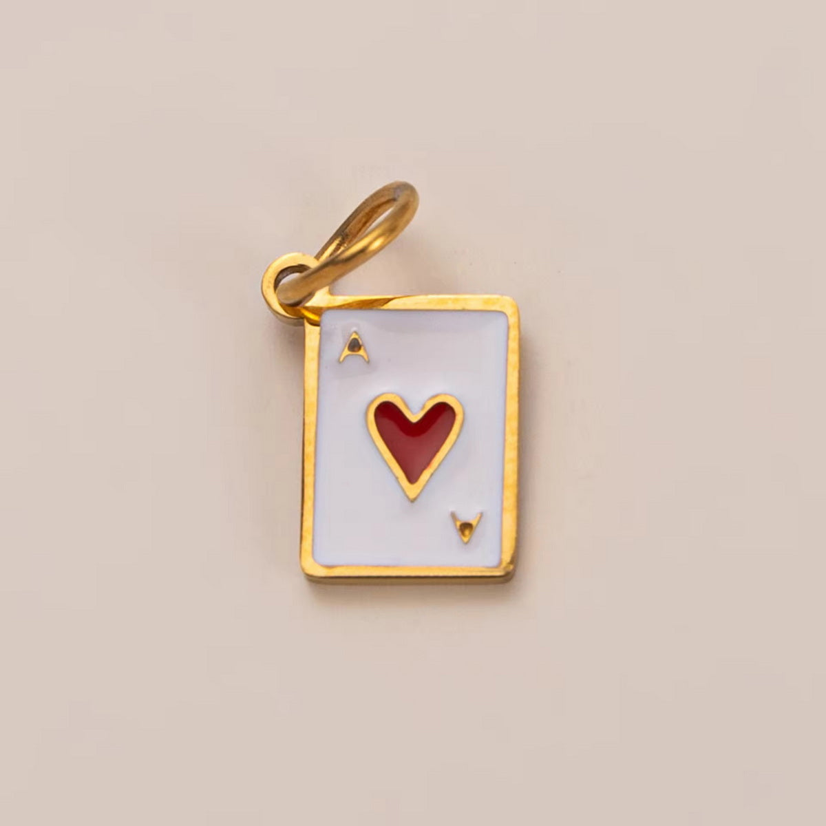 Ace Of Heart Enamel Pendant/Charm