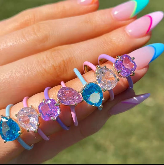 Gemstone Enamel Ring