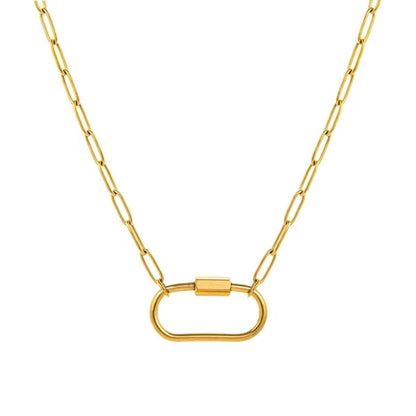 Charm Lock Chain Oval (Add Charms Below) - PINKXLUXE