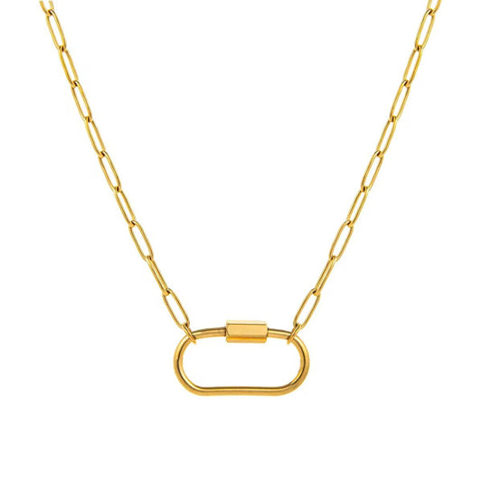 Charm Lock Chain Oval (Add Charms Below) - PINKXLUXE