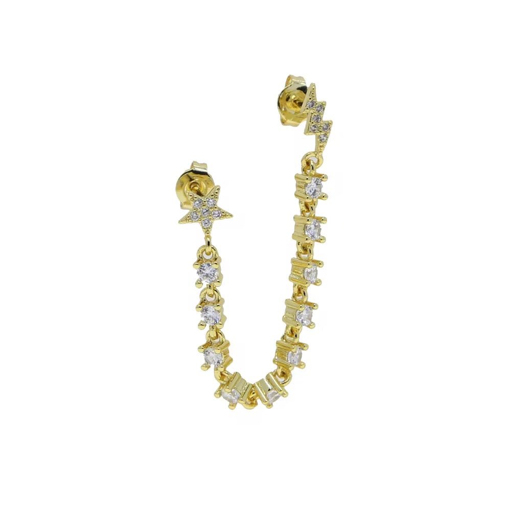 Star Celeste connected Chain Earing - PINKXLUXE